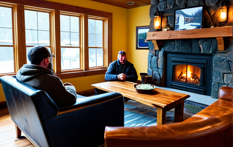 Cozy Brewery Ambiance**

"Interior of a small, craft brewery in Vermont, featuring a roaring fireplace, comfortable leather armchairs, and wooden tables. Patrons are fully clothed in warm sweaters and jeans, enjoying craft beers. Snow is gently falling outside the large windows. Focus on the warm, inviting atmosphere. Safe for work, appropriate content, fully clothed patrons, professional photography, perfect anatomy, natural proportions, modest attire, family-friendly environment."

**