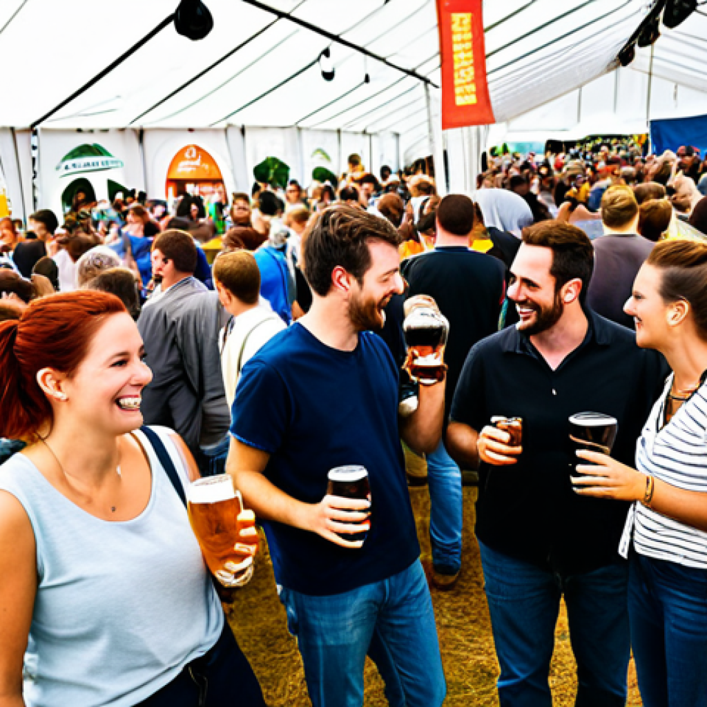 양조장 투어 기획에 도움이 되는 커뮤니티 찾기 - A lively scene inside a craft beer festival tent.**

*   **Prompt:** "A vibrant craft beer festival,...