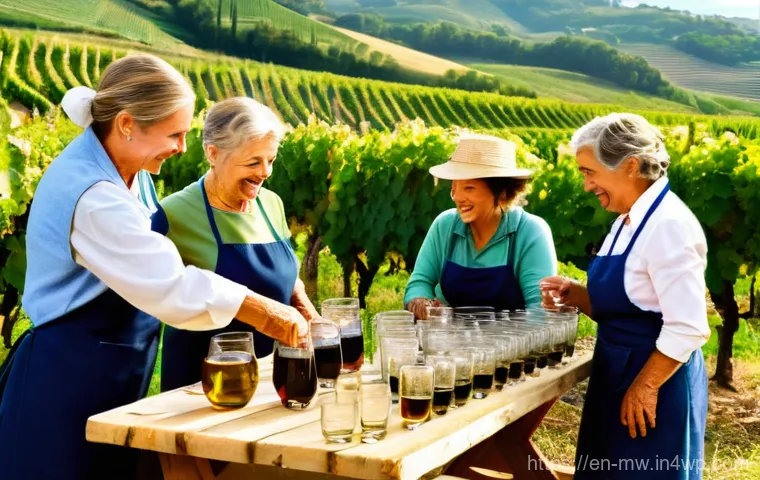 최고의 와이너리 투어를 위한 여행 팁 - Image Prompt 1: Tuscan Harvest Celebration with Hands-On Blending**