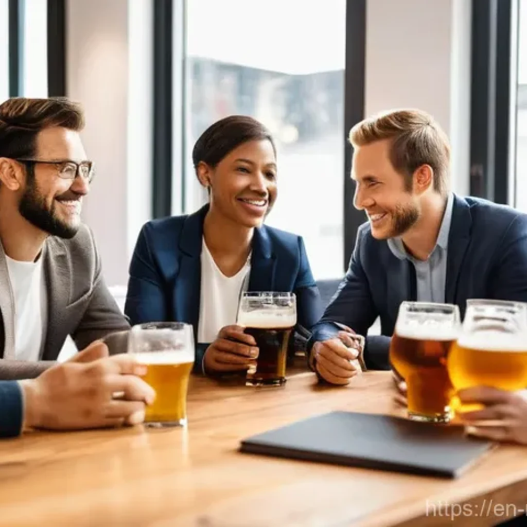 비즈니스 미팅에 적합한 양조장 활용법 - **Prompt 1: "Breaking the Boardroom Mold"**
    A diverse group of 5-6 professionals (men and women,...