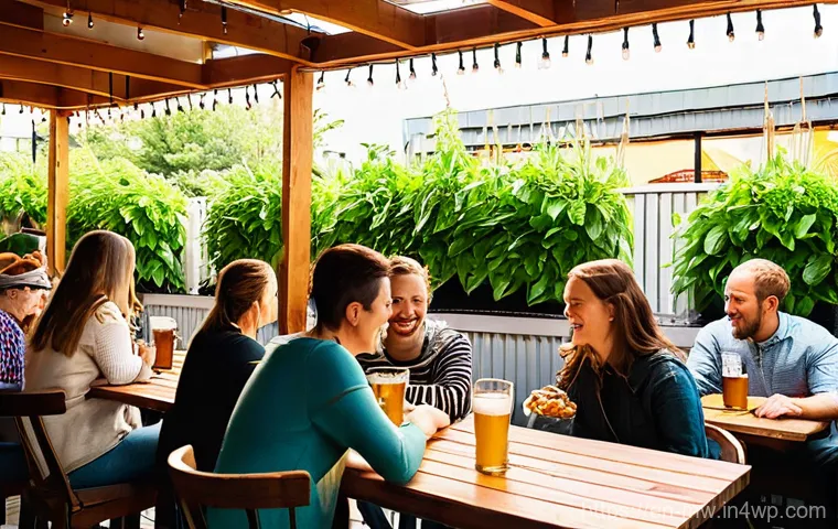 양조장 투어 중 즐길 수 있는 음식 페어링 - **Gourmet Pub Fare & Perfect Pairing:**
    "A close-up, artfully composed shot of a gourmet deconst...