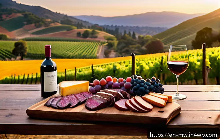 양조장 투어 중 시음할 수 있는 지역 와인 추천 - A vibrant vineyard scene in Napa Valley during golden hour, showcasing rows of lush grapevines with ...